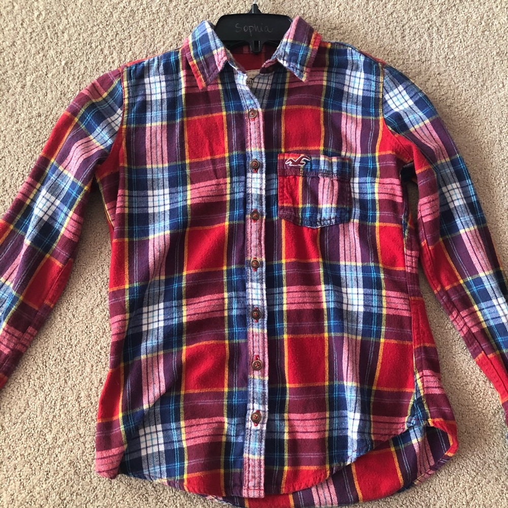 XS Hollister Plaid Button-Up Flannel